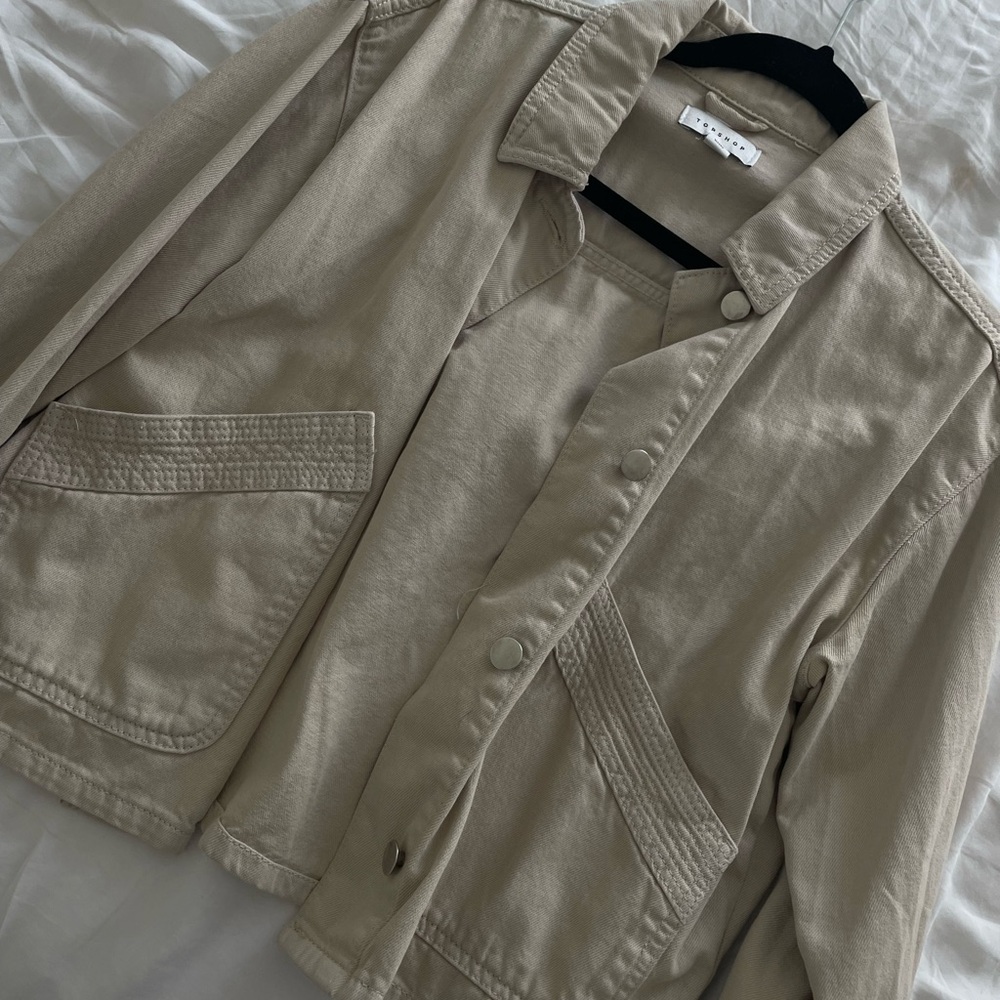 Topshop Beige Button-Up Jacket